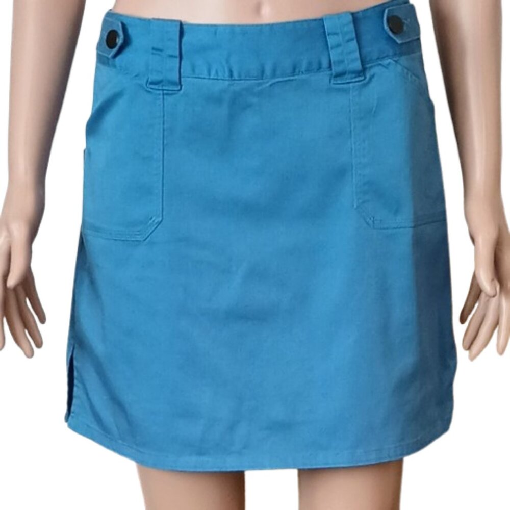 Women's Blue Golf Skort 4 Side Slits Front Slant Pockets Stretch